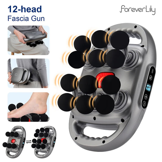 12-Head Fascia Gun High-Frequency Vibration Body Massage Gun Back and Waist Massager Neck Shoulder Massager Muscle