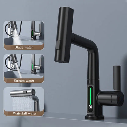 Smart Digital Display Basin Faucet (Waterfall Pull-Out Sink Tap)
